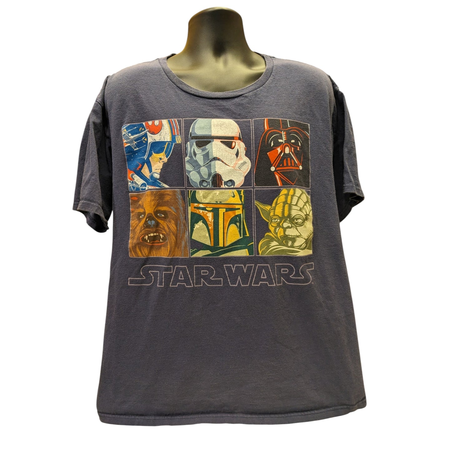 Star Wars Disney Mens 2XL T Shirt Sci Fi Graphic Darth Vader Yoda Chewbacca Boba