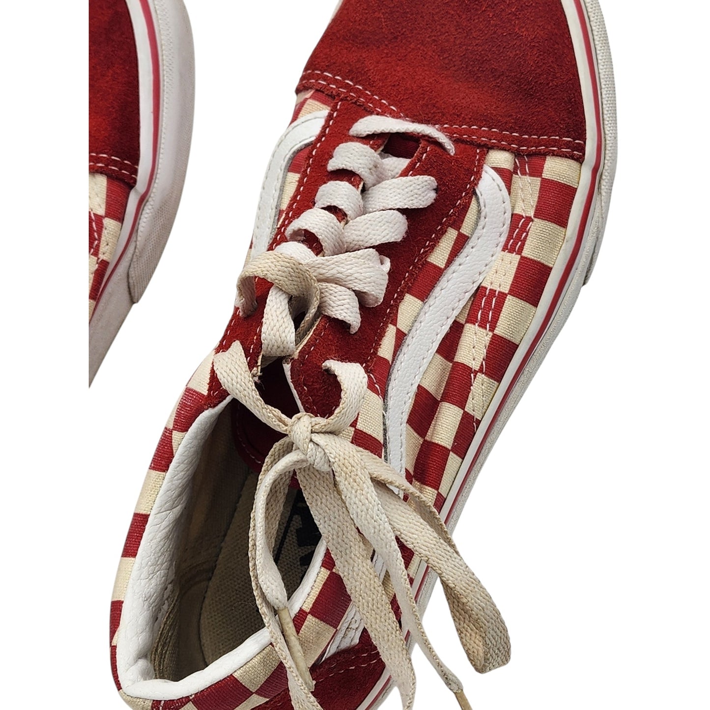 VANS Sneakers Red Checkered Shoes Canvas Mens 5.5 Womens 7 Low Top Skater 507452