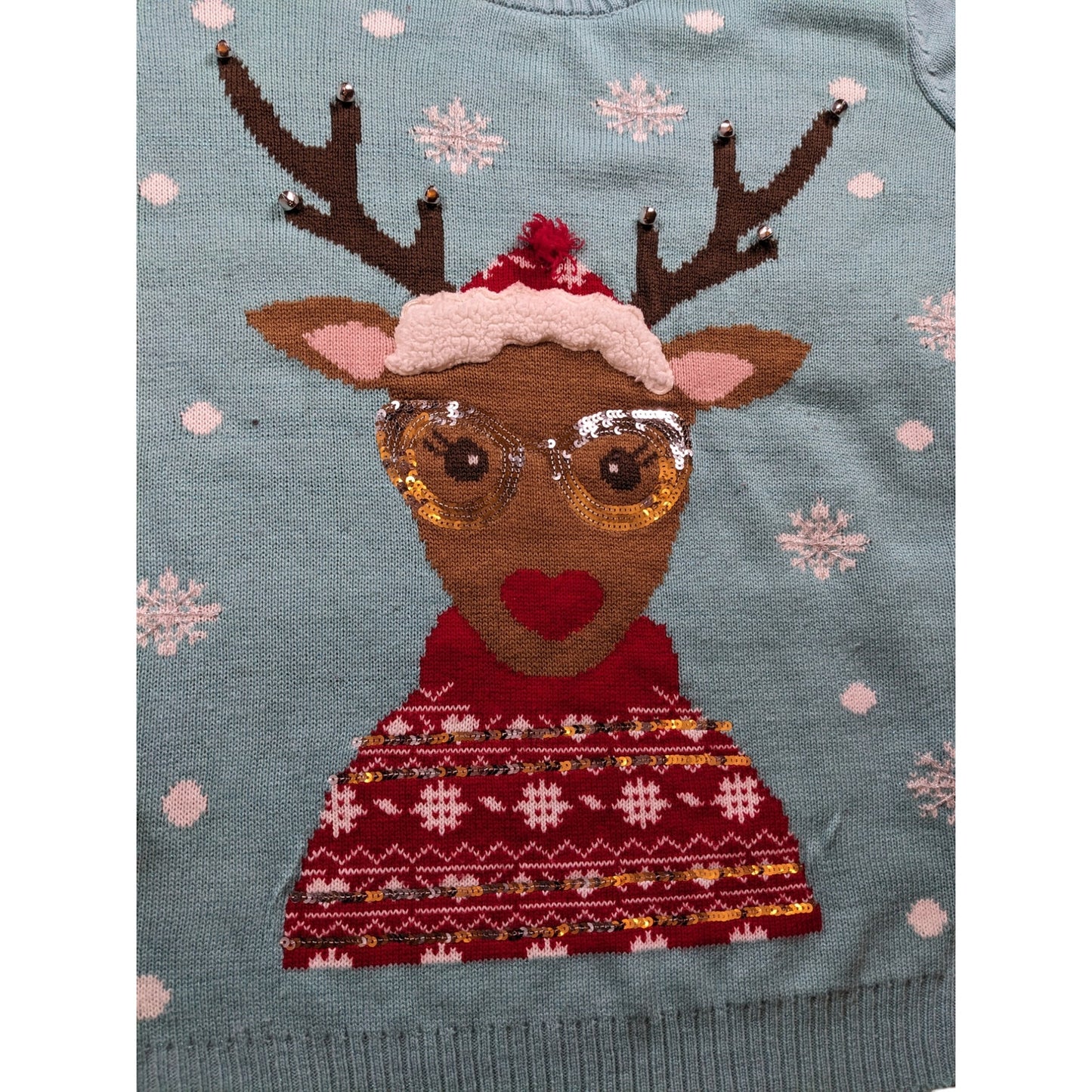 Ugly Christmas Sweater Holiday Time Womens 4X Plus Reindeer Snowflake Holiday