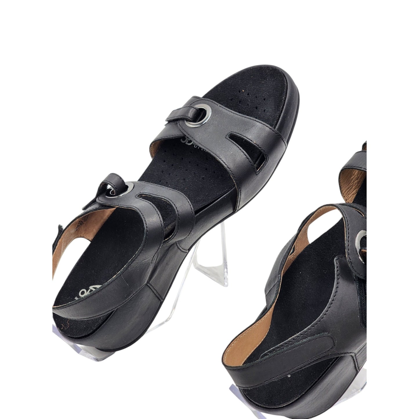 ABEO Greta Womens Black Leather Orthotic Sandals Size 9 Comfort Walking Shoes