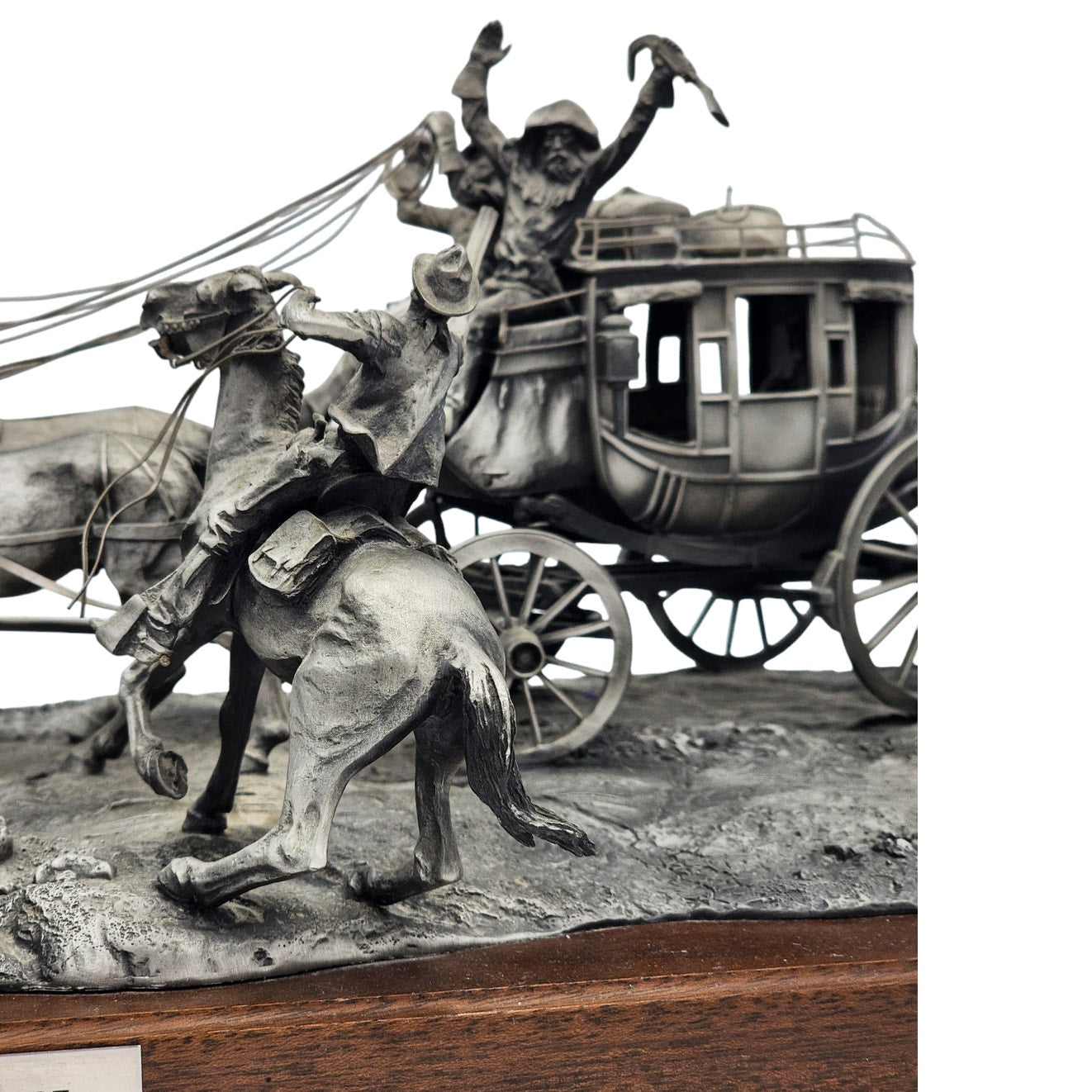 Western Sculpture Holdup Overland Stage Gordon Phillips Stagecoach Pewter Ltd Ed