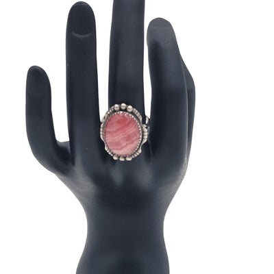 Navajo Jewelry Ring Davina Benally Sterling Rhodochrosite Native American Size 8