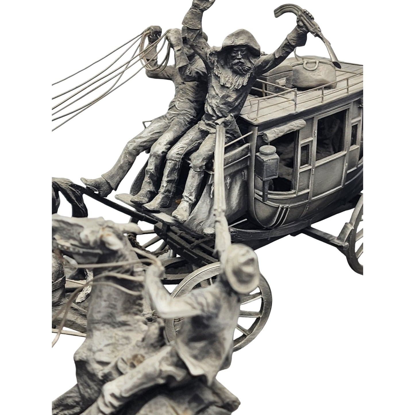 Western Sculpture Holdup Overland Stage Gordon Phillips Stagecoach Pewter Ltd Ed