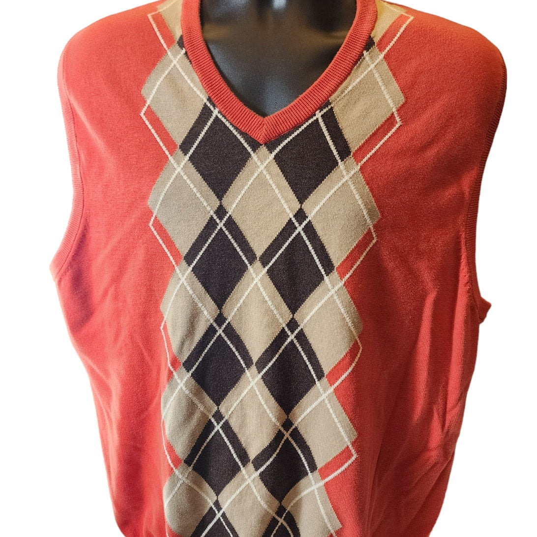 John Bartlett Consensus Sweater Mens XL Sleeveless Argyle Vest Vintage Inspired