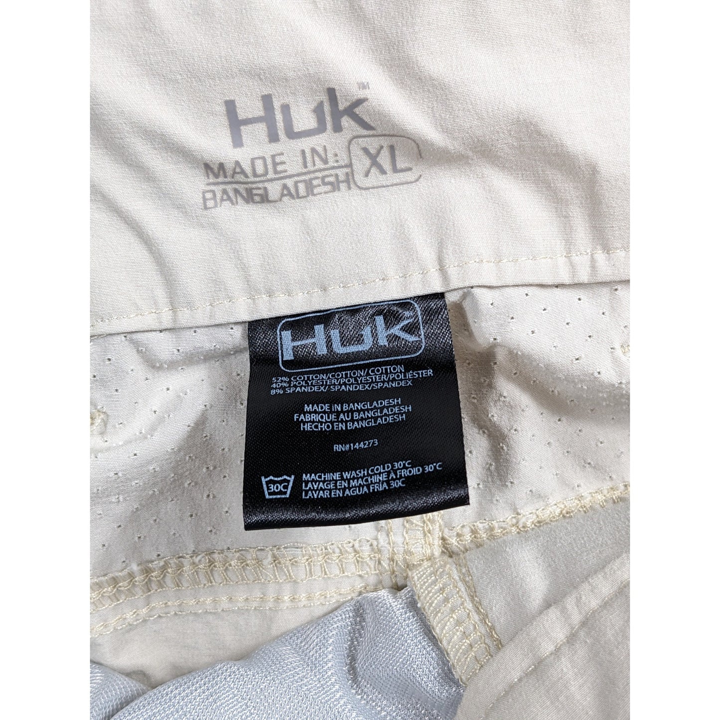 Huk Shorts Mens XL Khaki Fishing Performance Quick Dry Techwear Utility Hiking