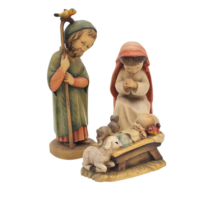 Vintage ANRI Nativity Set 6 Wood Italy Jesus Joseph Mary Balthasar Caspar Ox 6"