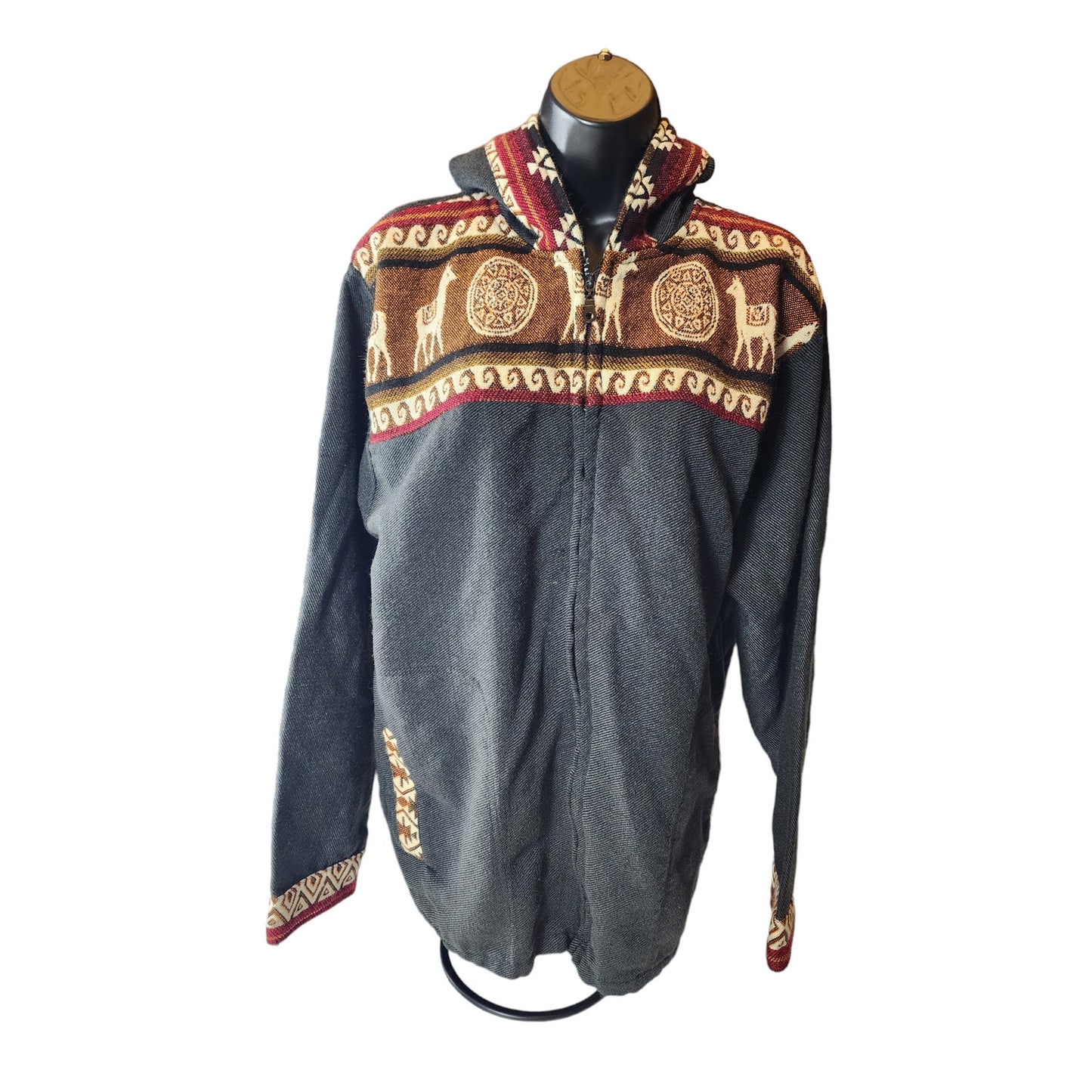 Vintage Hoodie Jacket Women Large Southwestern Native Tex Style Ecuador Full Zip