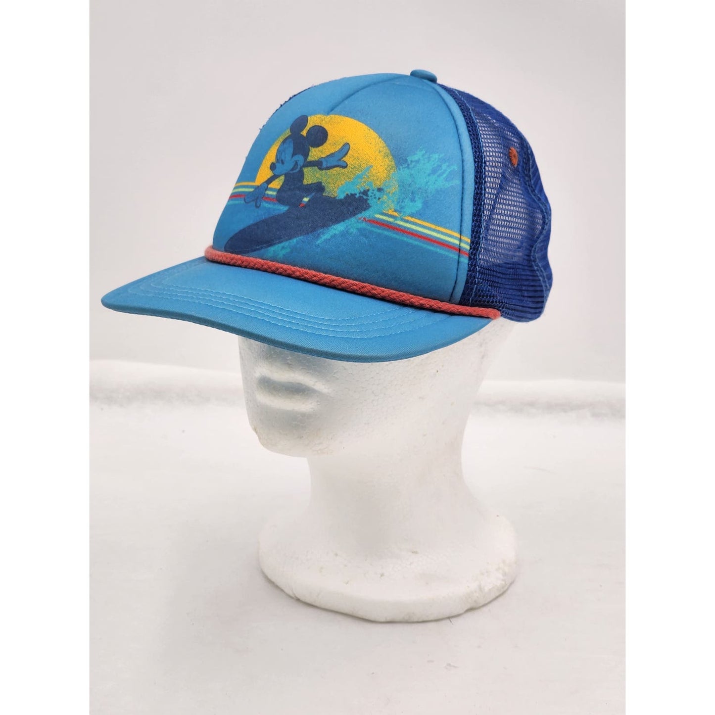 Disney Mickey Surfing Hat Youth Trucker Snapback Mesh Back Retro 80s Inspired