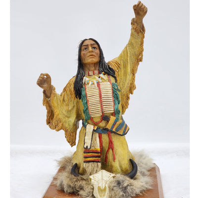 Vintage Indian Warrior Figurine Sculpture Southwestern Native American Style 10"