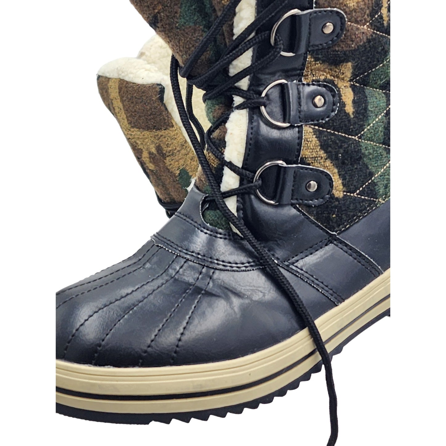 Sociology Boots Women 10 Camouflage LaceUp Winter Snow Faux Fur Lined Waterproof