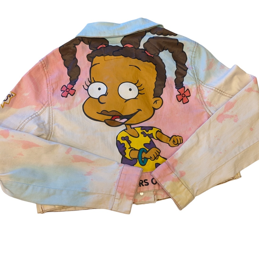 Nickelodeon Members Only Jacket Rugrats Crop Denim Angelica Pickles Tie Dye Y2K