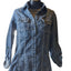 Simon Chang Denim Shirt Dress Womens 6 Blue Button Down Western Long Sleeve