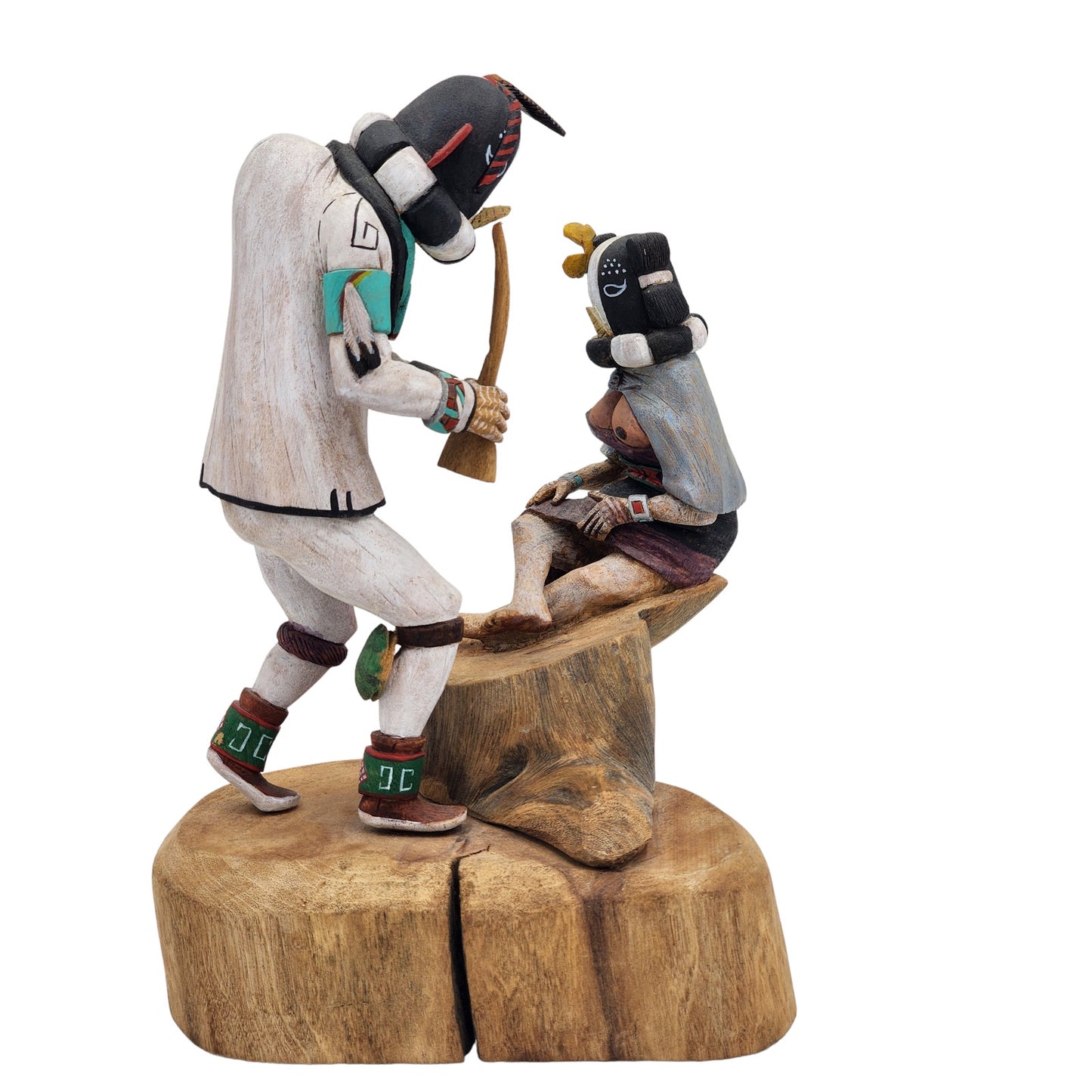 Kachina Signed Earl Dino Sunaweuma Hopi Kokopelli Native American Sculpture 9"