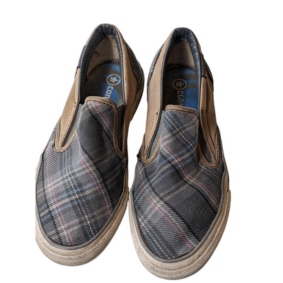 Converse All Star Plaid Slip On Shoes Mens 7 Womens 8.5 Canvas Sneakers Low Top