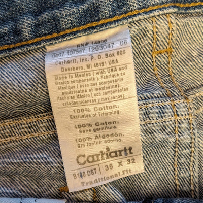 Carhartt Jeans Mens 35x32 Classic Blue Denim Workwear Pants Rugged Heavy Duty