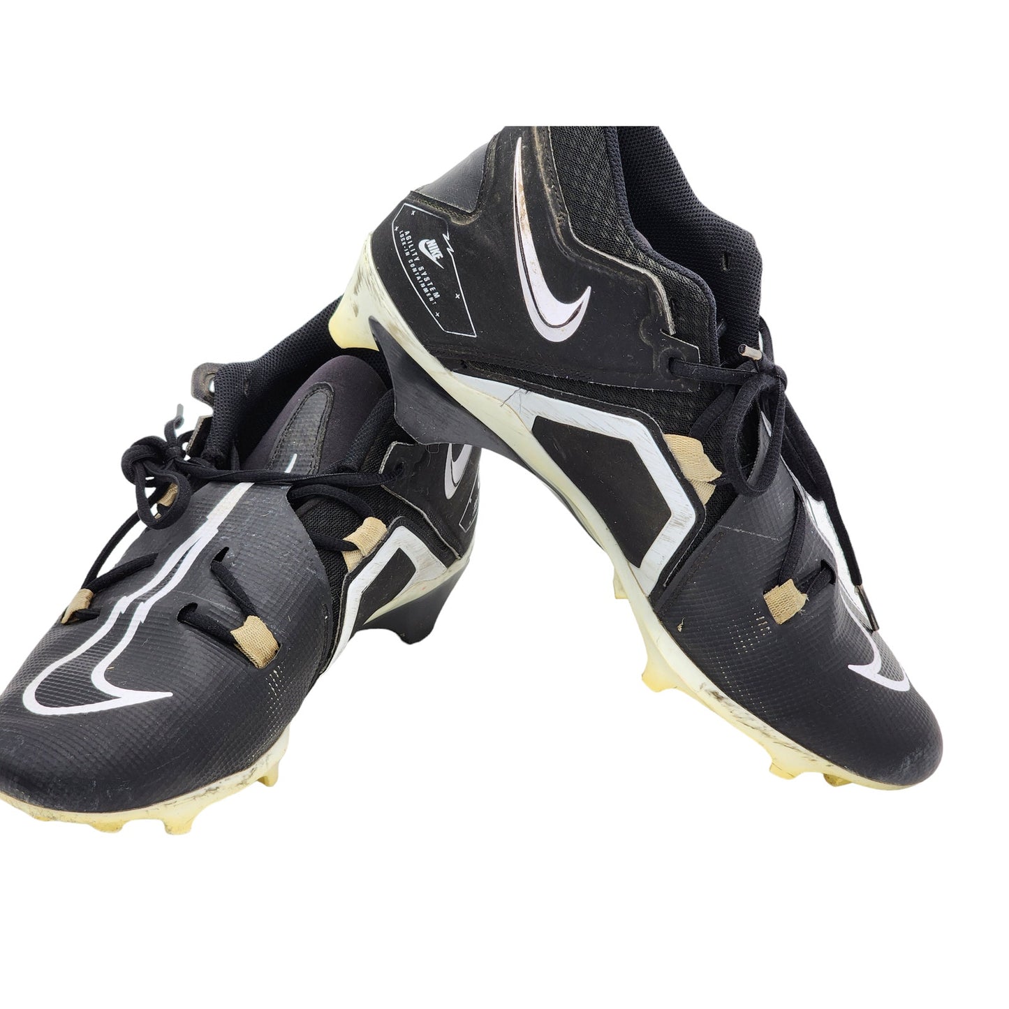 Nike Alpha Mens 11.5 Football Cleats Black White Agility Lock In Containment