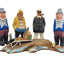 Hand Carved Fishermen Figurine Set Nautical Sweden Coastal Maritime Folk Art 6"