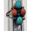 Navajo Turquoise Coral Sterling Silver Ring Native American Southwest 6g Size 5