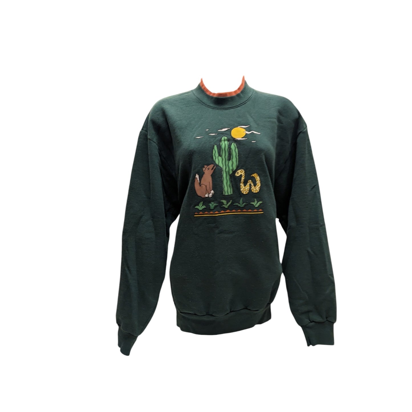 Vintage Jerzees Sweatshirt Womens Medium Crew Cactus Desert Sweater Southwestern