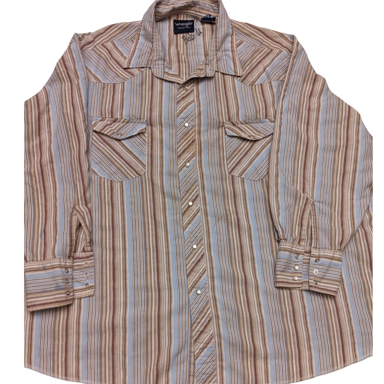 Wrangler Western Shirt Mens Size 4X Long Sleeve Cowboy Pearl Snap Buttons Stripe