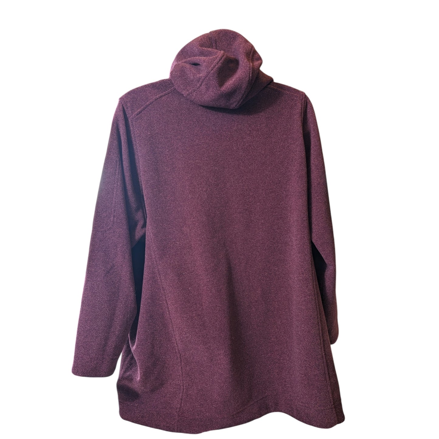 Duluth Trading Fleece Hooded Jacket Womens Size 3X Burgundy Lightweight Full Zip