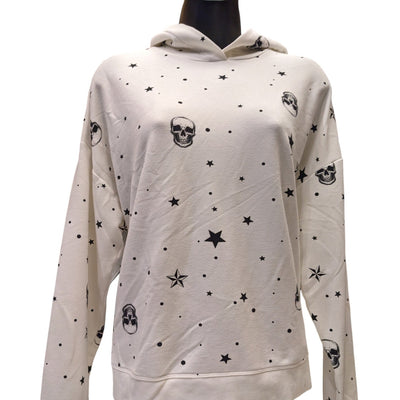 Cynthia Rowley Hoodie Womens Large Skull Star Pullover Sweater Sweatshirt Gothic