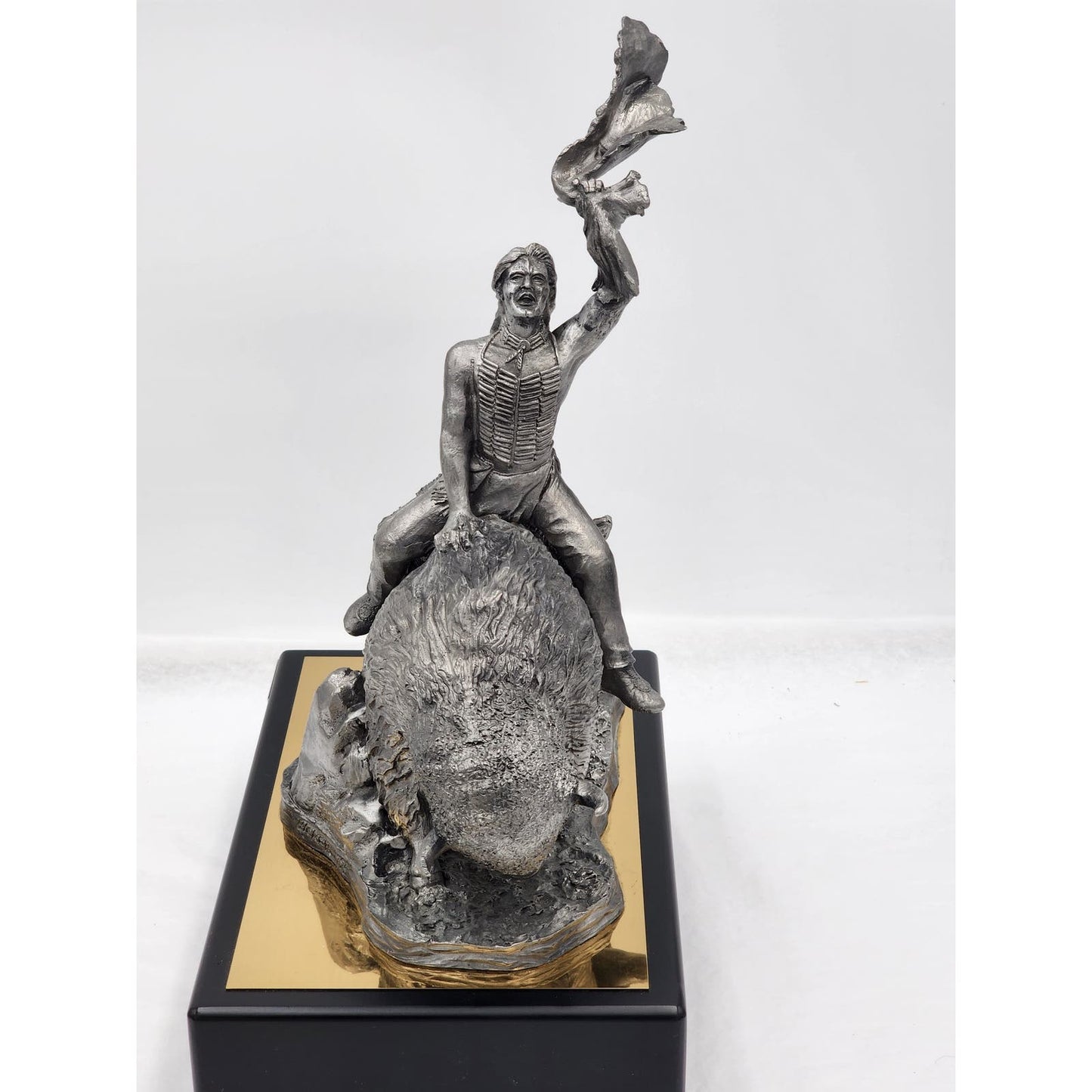 Michael Ricker Pewter Sculpture Indian Riding Buffalo Vision Quest 2/350 Western