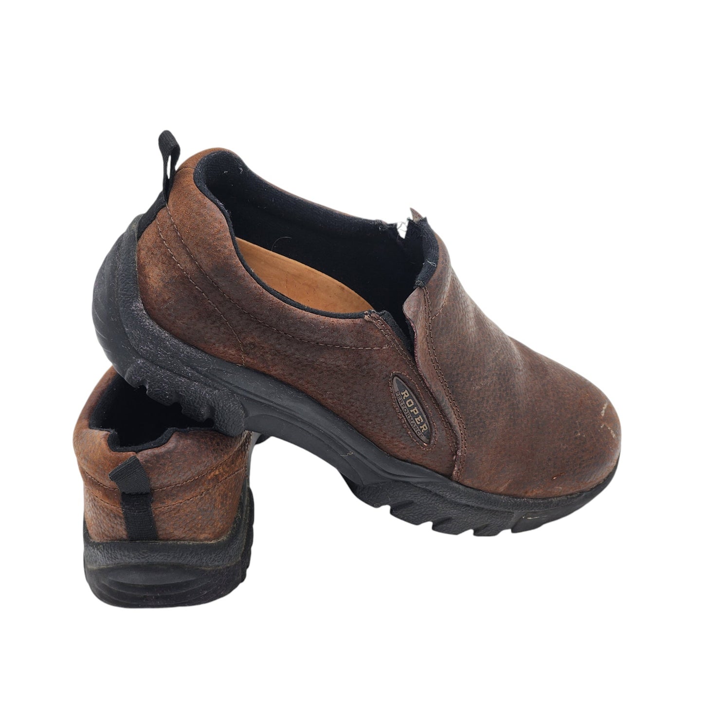 Roper Shoes Mens 13 Performance Leather Slip On Rugged Workwear Outdoor Western