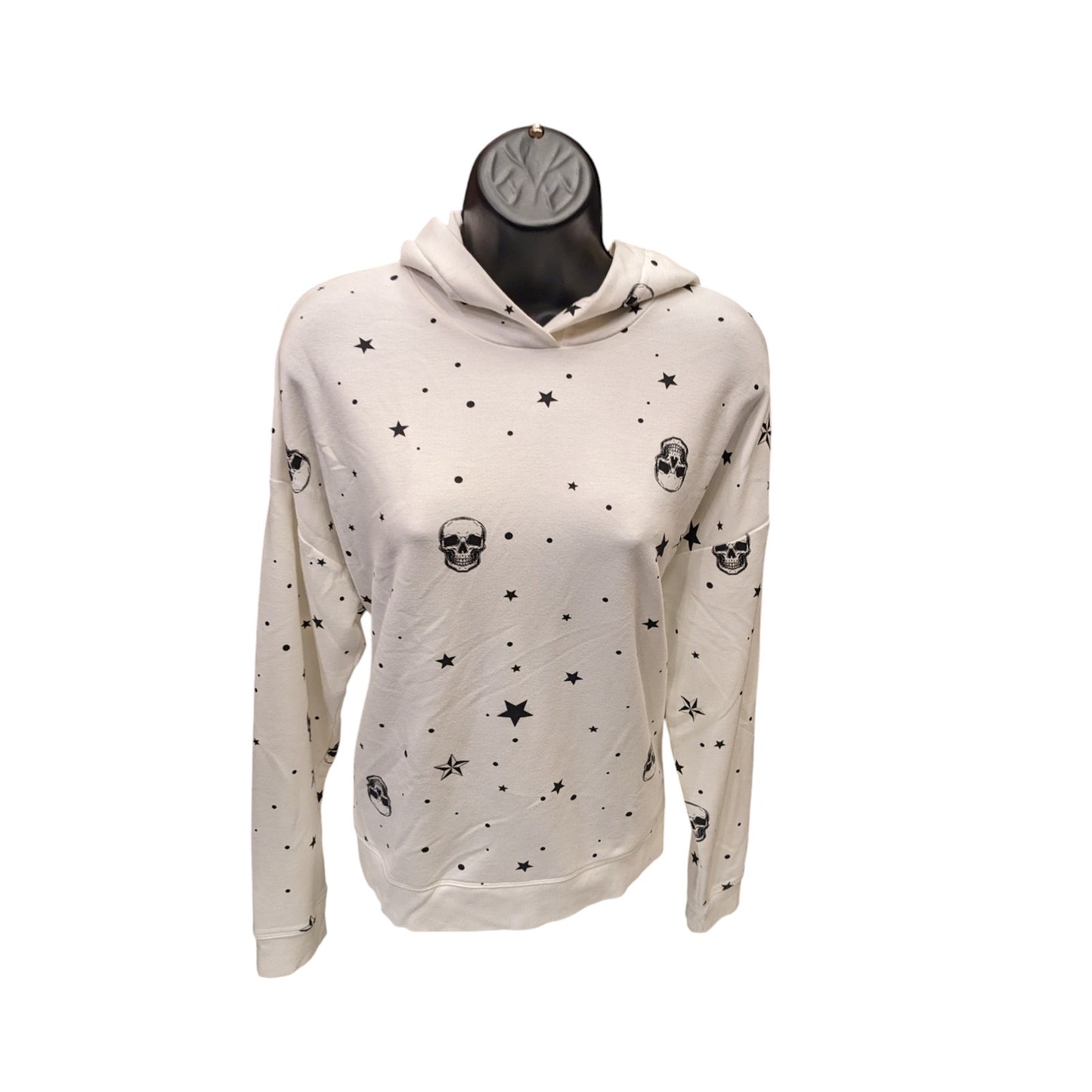 Cynthia Rowley Hoodie Womens Large Skull Star Pullover Sweater Sweatshirt Gothic