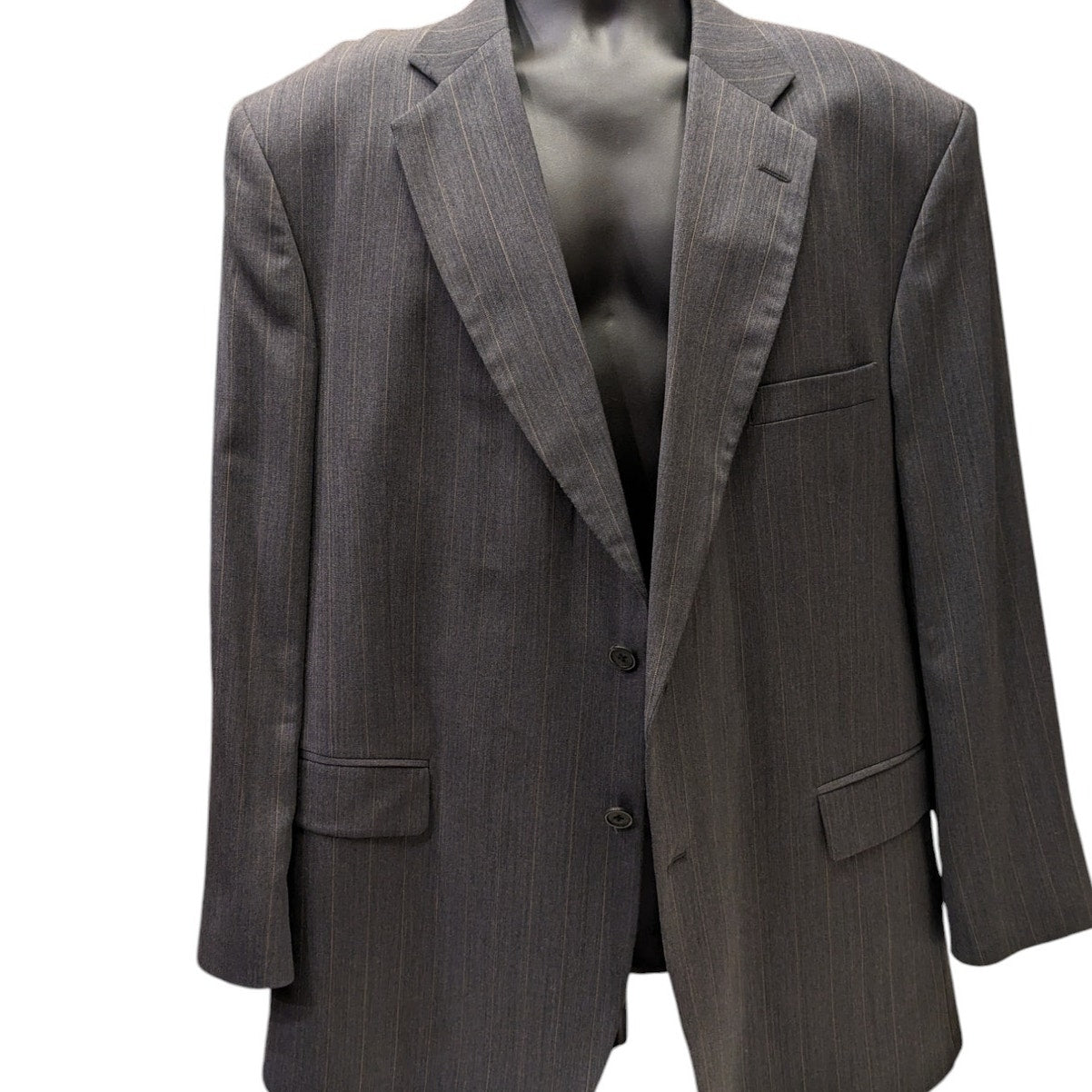 Stafford Suit Jacket Mens 48R Wool Blazer Gray Pinstripe Sport Coat Two Button