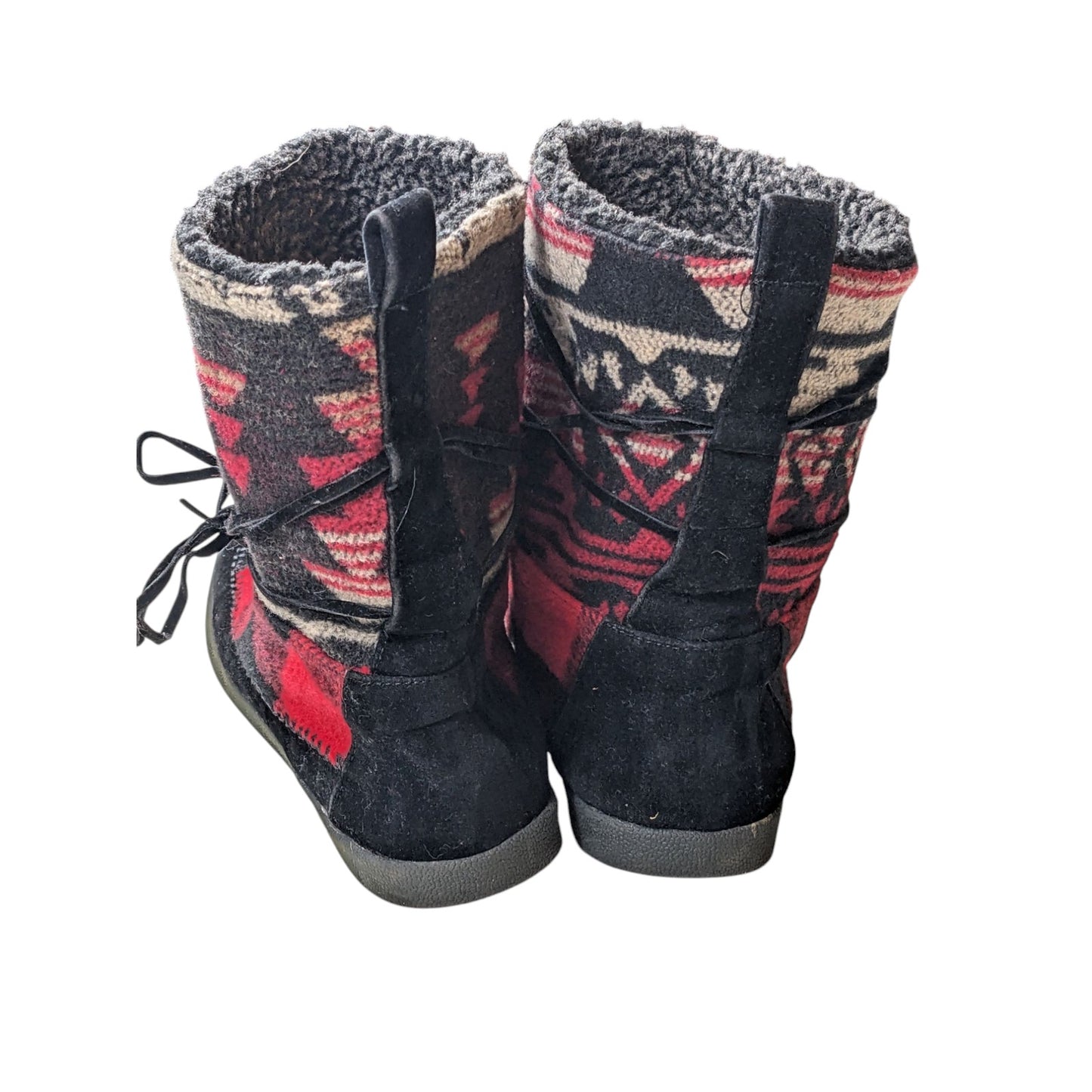 Madden Girl Boots Women 9.5 Winter Buffalo Plaid Tribal Southwest Aztec Mid Boho