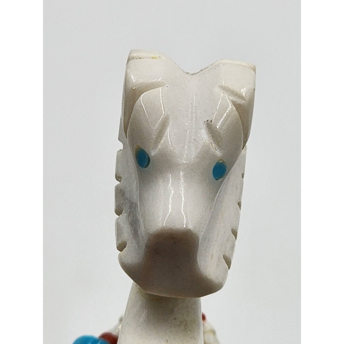 Native American Zuni Horse Buffalo Fetish White Stone Arrow Turquoise Signed