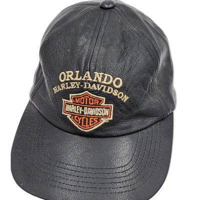 Harley Davidson Cap Leather Baseball Hat Orlando Florida Motorcycle Apparel