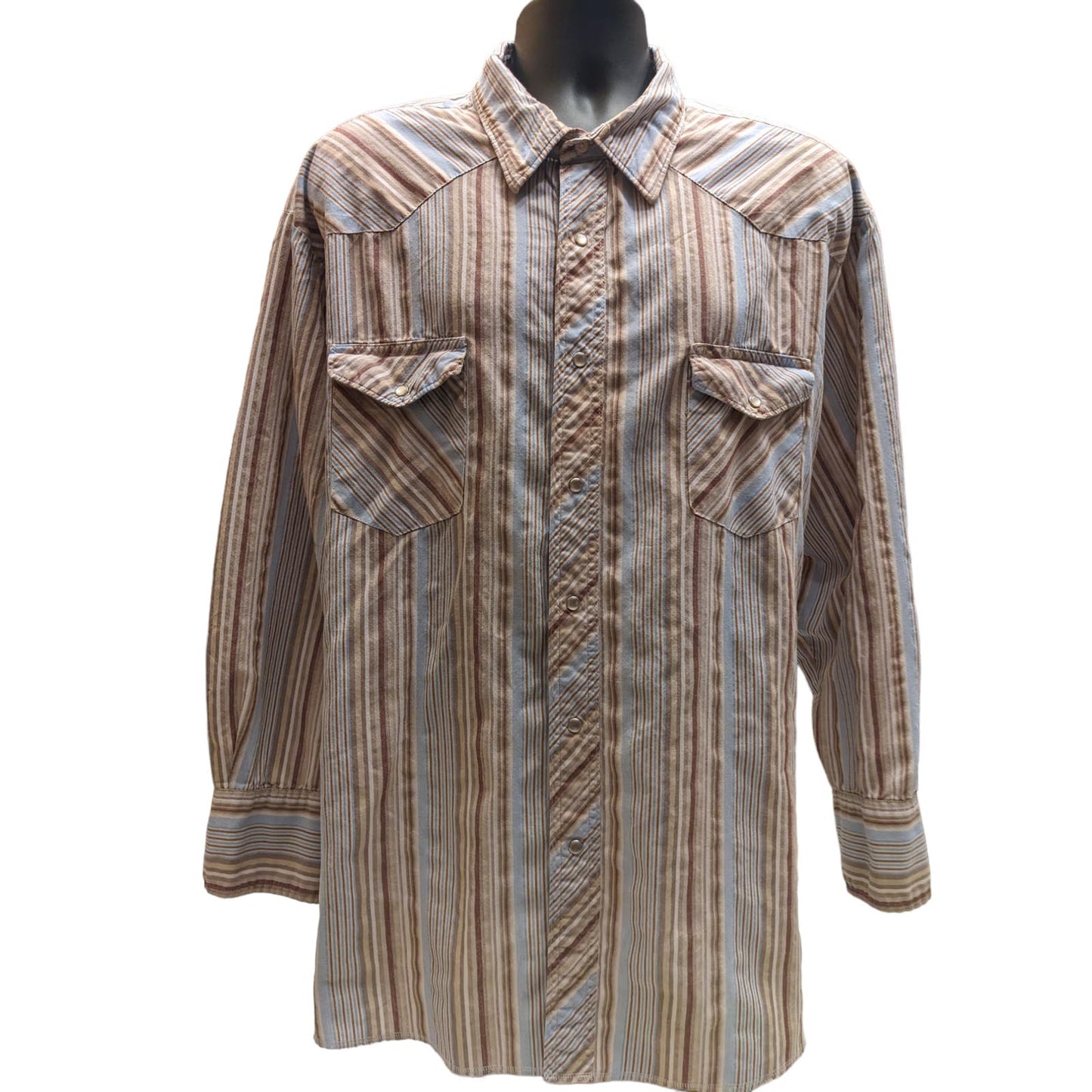 Wrangler Western Shirt Mens Size 4X Long Sleeve Cowboy Pearl Snap Buttons Stripe