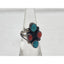 Navajo Turquoise Coral Sterling Silver Ring Native American Southwest 6g Size 5