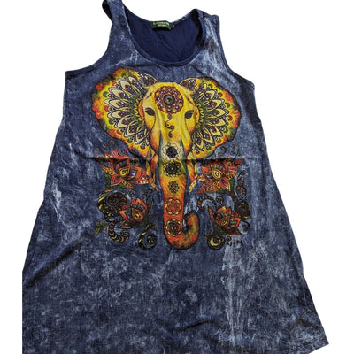 Kathmandu Tank Tunic Womens XL Tie Dye Mandala Elephant Boho Sleeveless Hippie