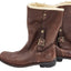 UGG Boots Women 8 Brown Leather Mid Shearling Line Side Zip Winter Bellevue 5745