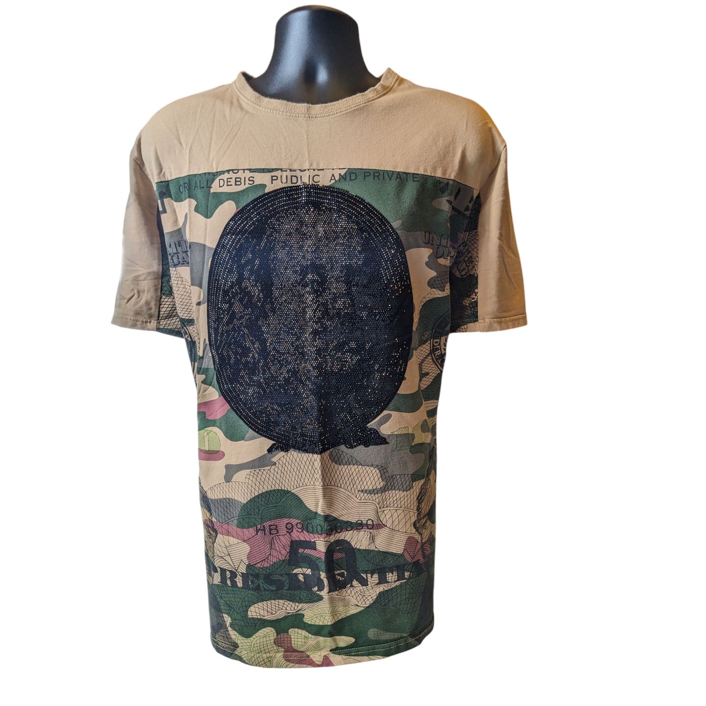 Hudson Camo Money Graphic T Shirt Mens 4X Streetwear Tee Hip Hop Ben Franklin