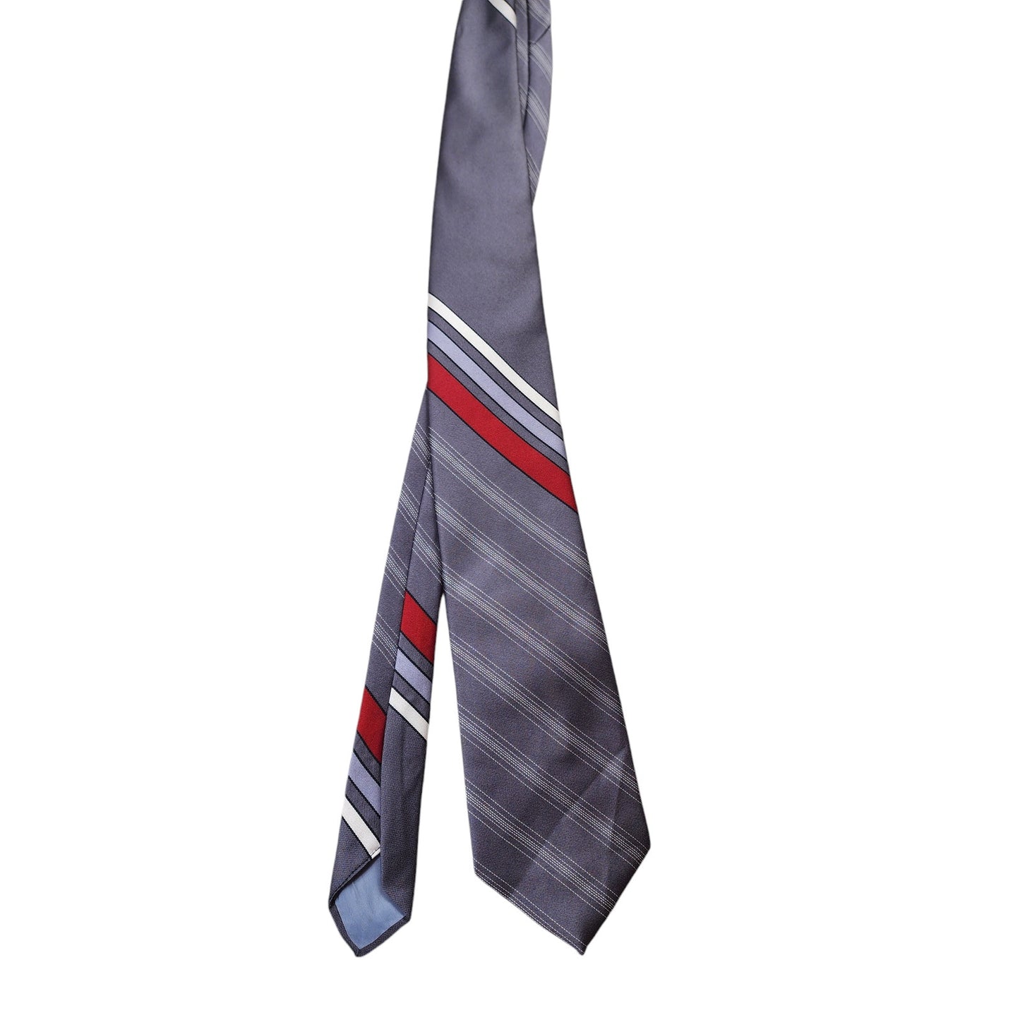 Damon Striped Men Tie Gray Red Blue Business Formal Necktie Elegant Professional