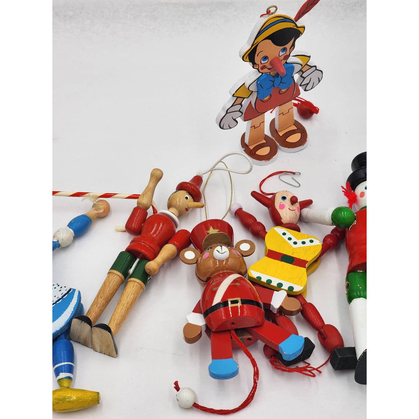 Christmas Tree Ornaments Lot Pinocchio Nutcracker 9 pieces Vintage 1988