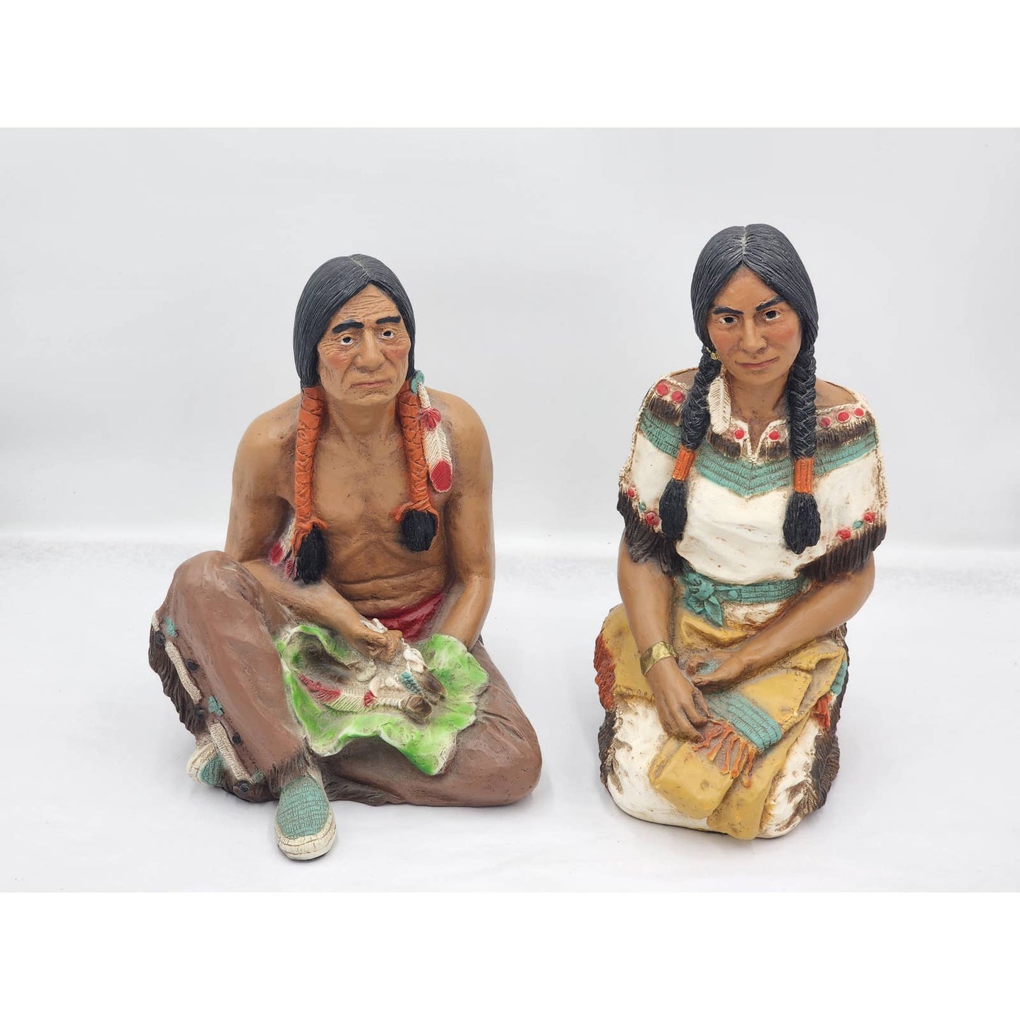 Indian Couple Figurine Pair Sculpture Vintage 1985 Universal Statuary 423 424