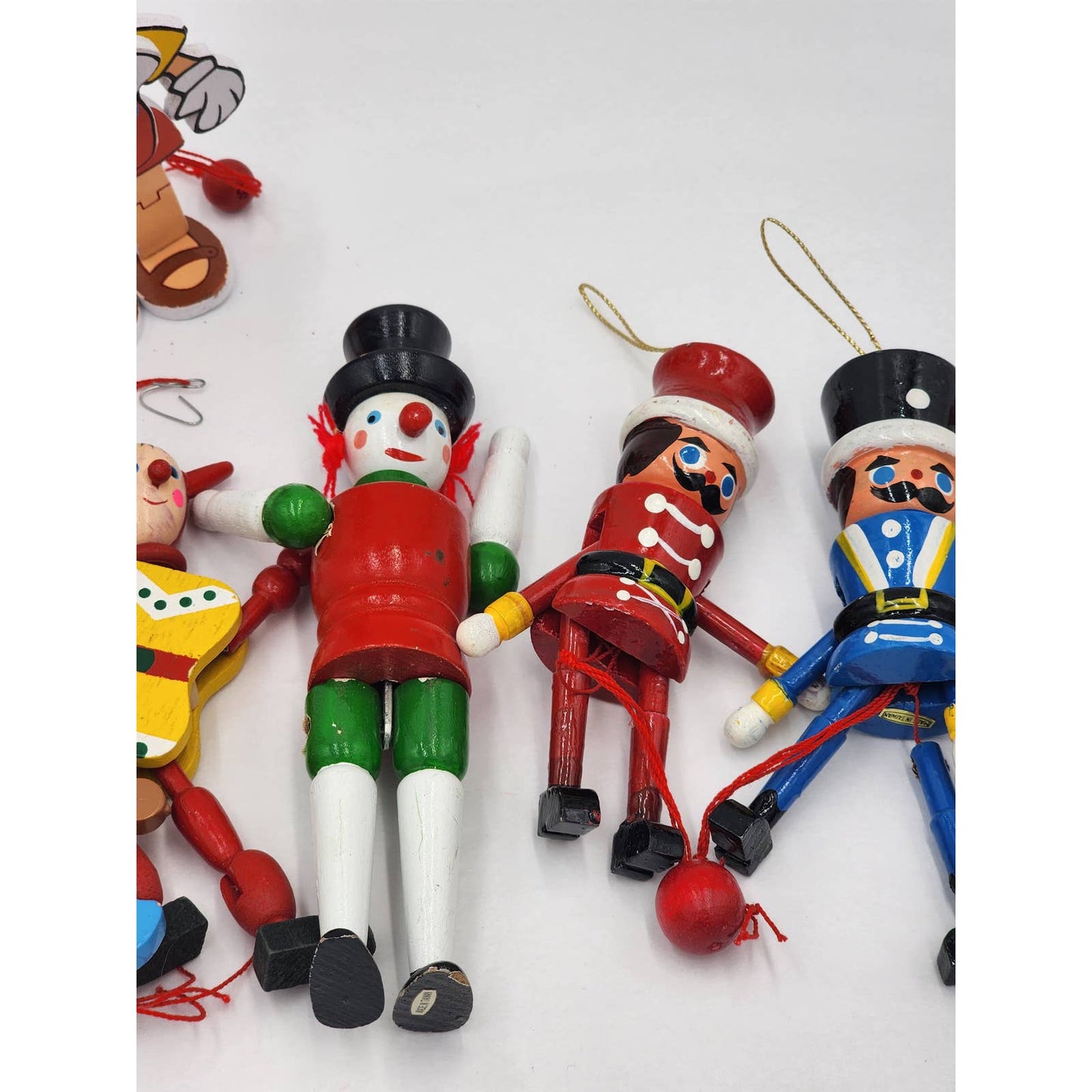 Christmas Tree Ornaments Lot Pinocchio Nutcracker 9 pieces Vintage 1988