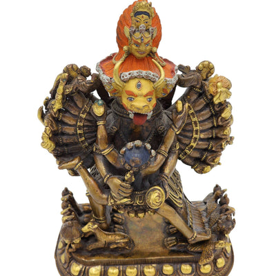 Rare Antique Gilt Bronze Yamantaka Sculpture Vajrayogini Deity Tibetan Statue 9"