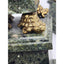 Large Maitland-Smith Obelisk Pair Brass Turtle Thinker Green Veined Marble Stone Sculpture 19"