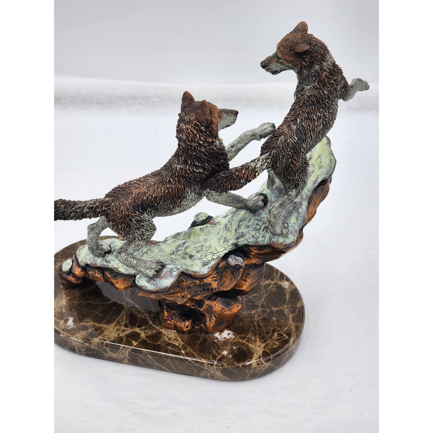 Kitty Cantrell Legends Bronze Sculpture Courtship Wolves Wildlife Mixed Media