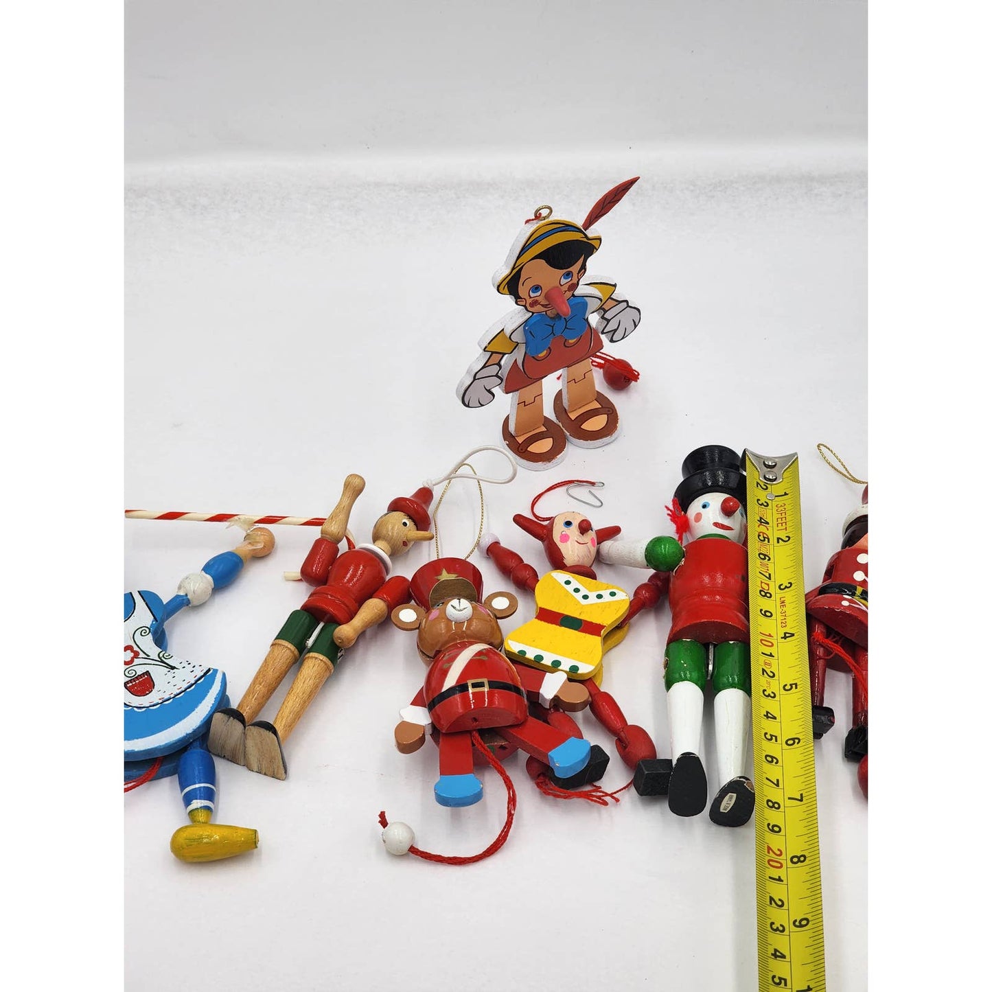 Christmas Tree Ornaments Lot Pinocchio Nutcracker 9 pieces Vintage 1988