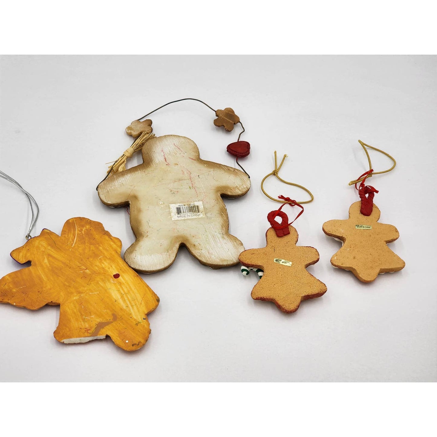 Christmas Tree Ornaments Gingerbread Lot 9 Pieces Grandma Recipe Vintage