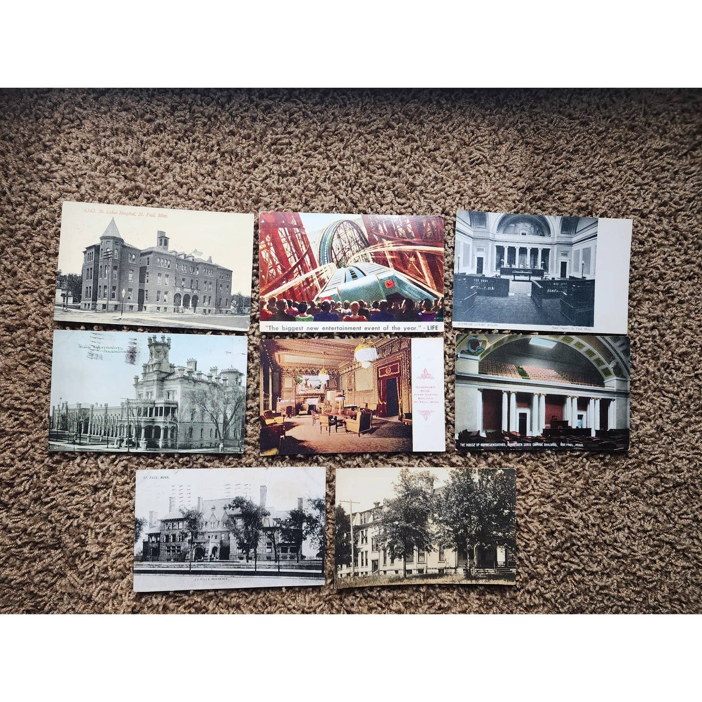 c1908 PostCard Lot Minnesota State Capitol St Paul Governors Room Supreme Court