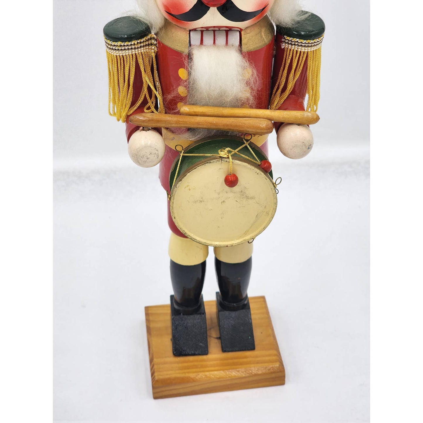 Nutcracker Drummer Vintage Christmas Collectible Decor Green Hat Feather 14"