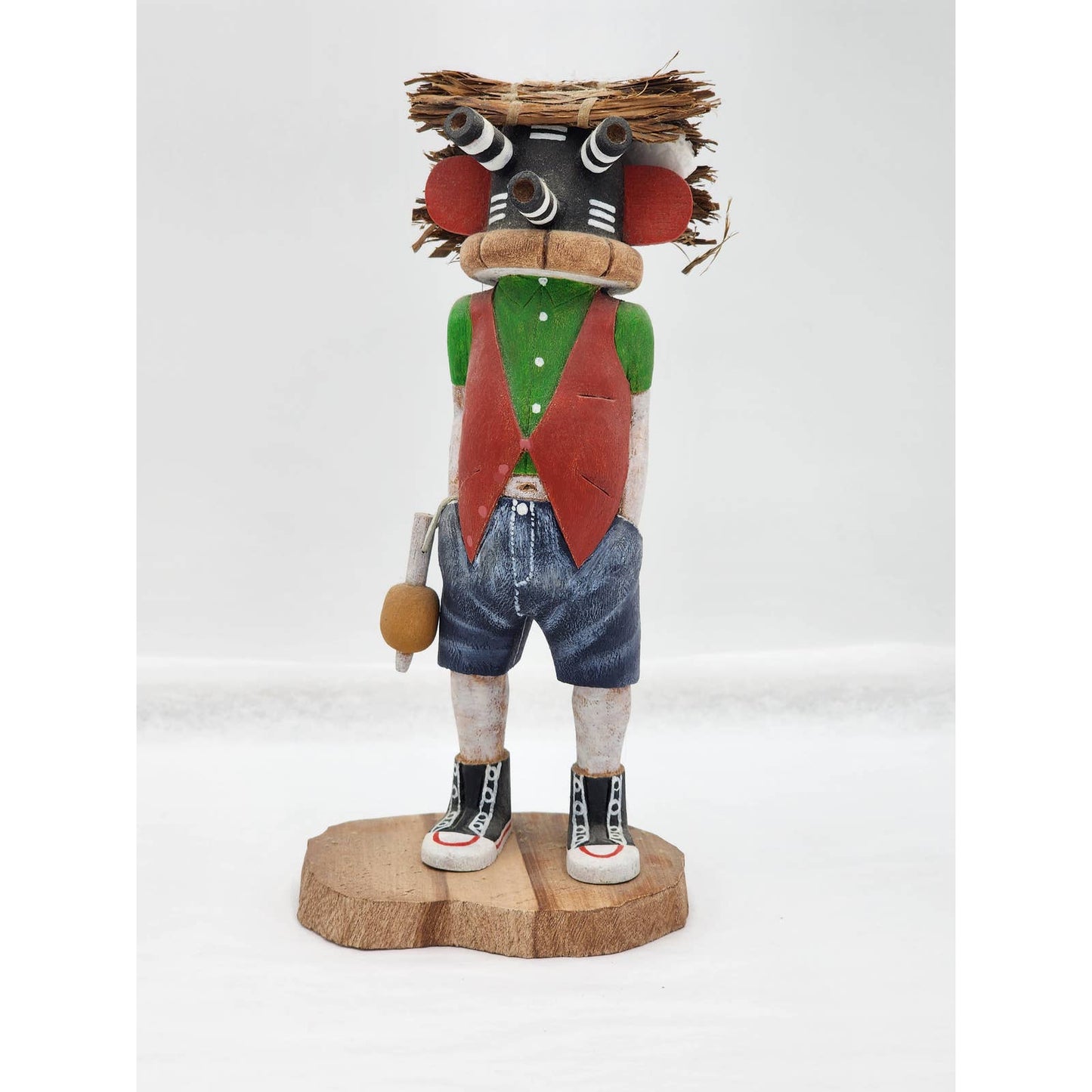 Kachina Hopi Signed Grover Mocking Kachina Kwikwilyaka Native American Carved 8"